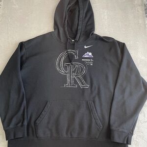 Nike MLB Colorado Rockies Mens Hoodie Sweater Black Size 2XL Big Logo Fleece